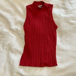 A new day red mock neck sleeveless ribbed tank XS